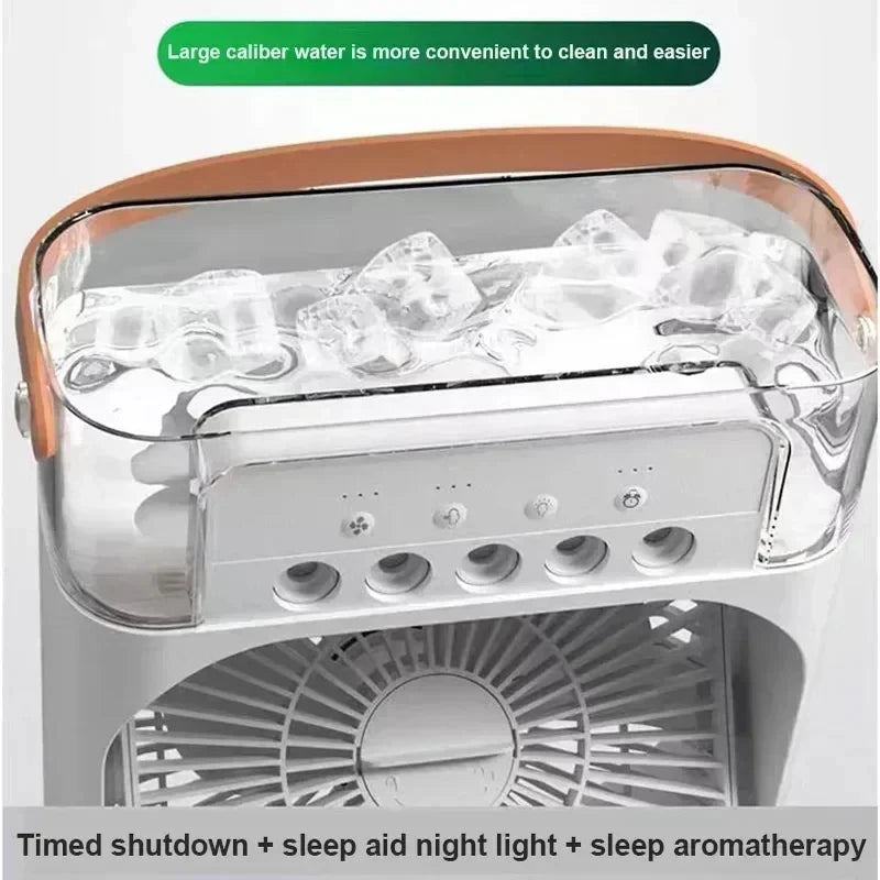 3-in-1 Mini Luftkühler mit USB – Ventilator, Luftbefeuchter & LED – leise & mobil