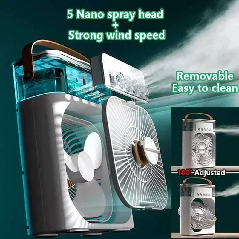 3-in-1 Mini Luftkühler mit USB – Ventilator, Luftbefeuchter & LED – leise & mobil