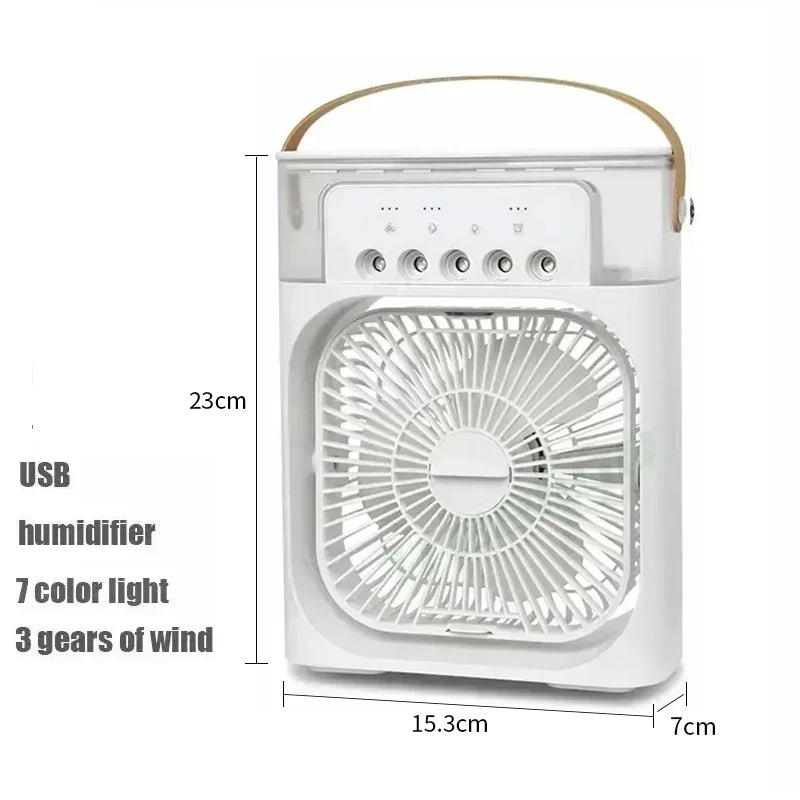 3-in-1 Mini Luftkühler mit USB – Ventilator, Luftbefeuchter & LED – leise & mobil
