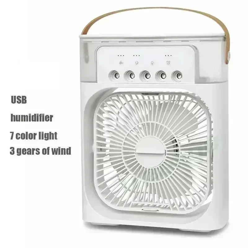 3-in-1 Mini Luftkühler mit USB – Ventilator, Luftbefeuchter & LED – leise & mobil