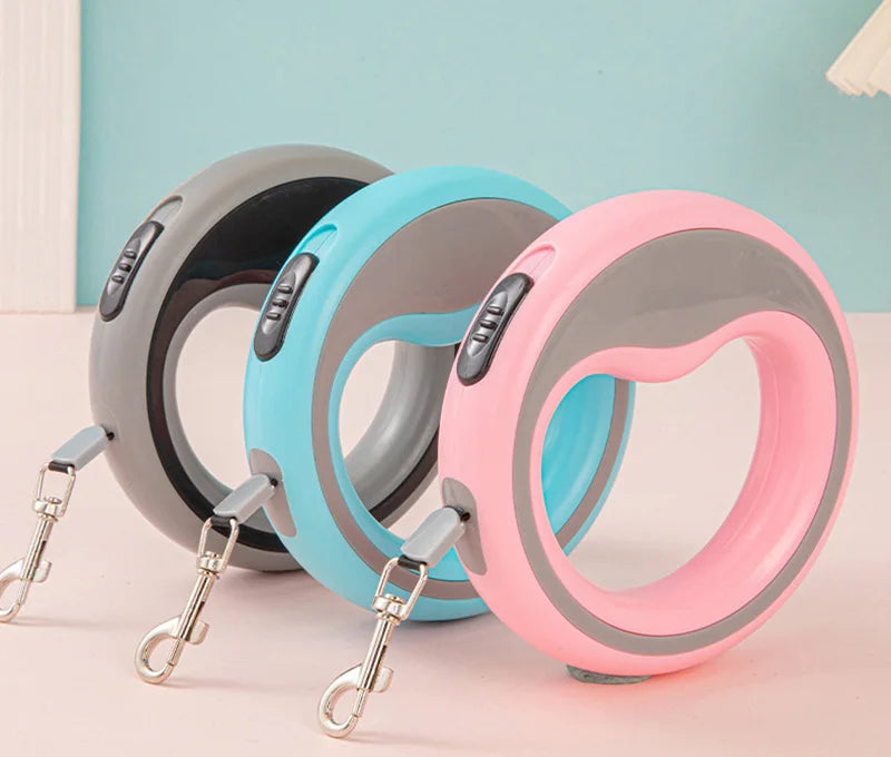 Automatik-Hundeleine mit Schnellverschluss – Rosa, Blau oder Grau