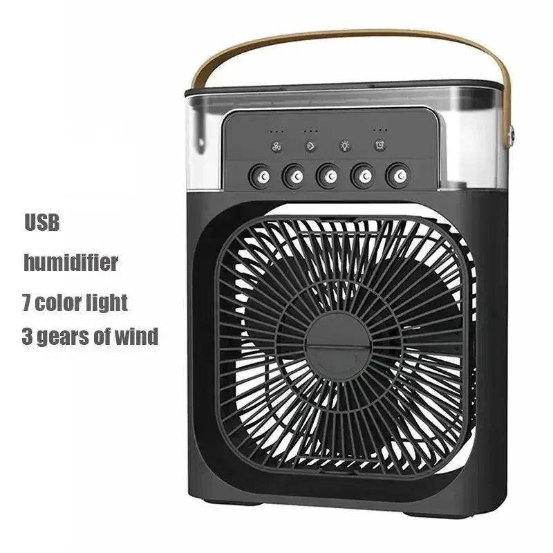 3-in-1 Mini Luftkühler mit USB – Ventilator, Luftbefeuchter & LED – leise & mobil