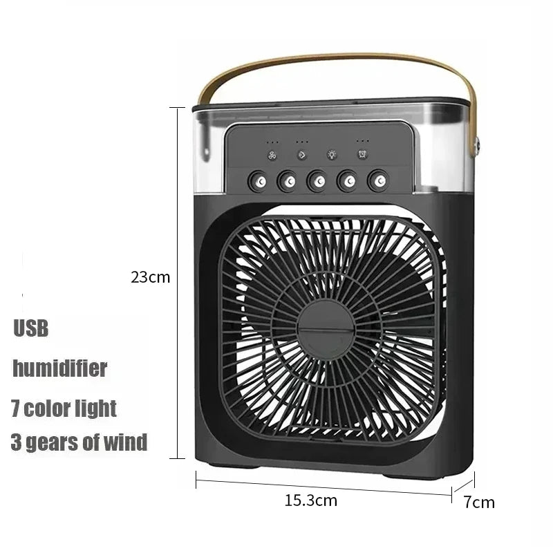 3-in-1 Mini Luftkühler mit USB – Ventilator, Luftbefeuchter & LED – leise & mobil