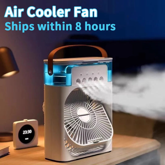 3-in-1 Mini Luftkühler mit USB – Ventilator, Luftbefeuchter & LED – leise & mobil